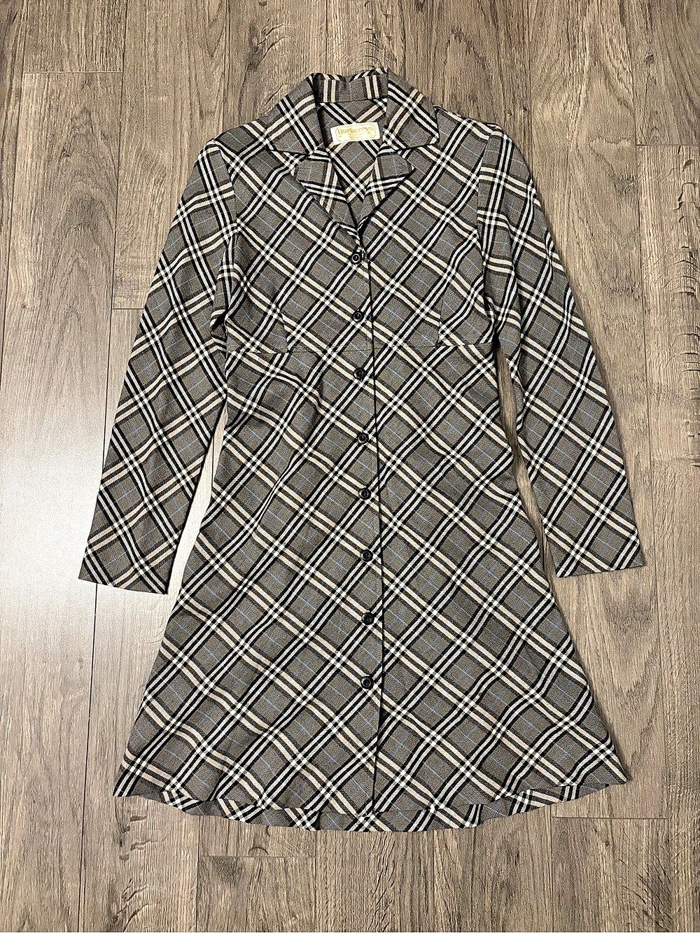Burberry Plaid Trench Coat Gray & Black